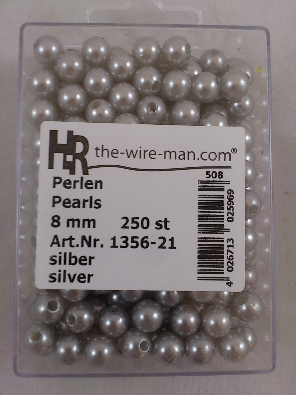 Parels zilver 8 mm. 250 st